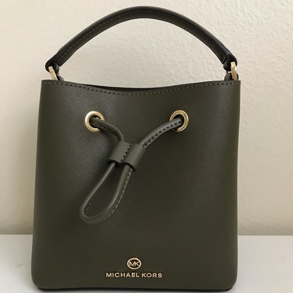 Michael Kors bucket crossbody handbag green
